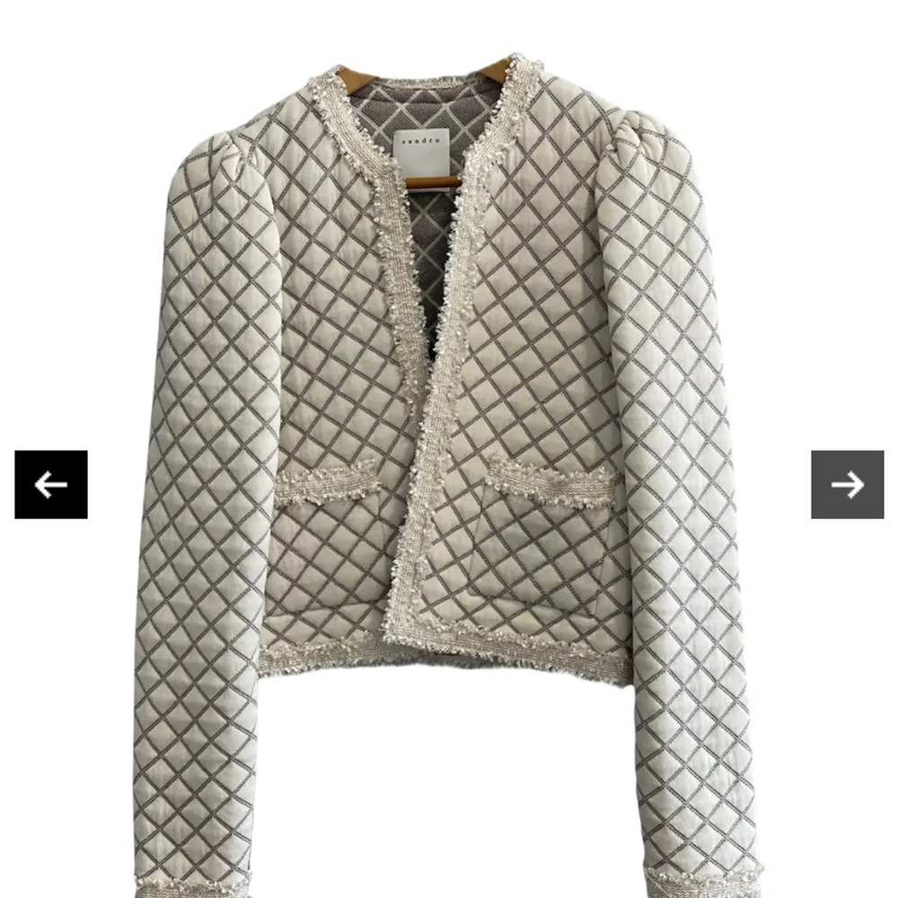 Sandro Quilted Women's Blazer and skirt in Cream